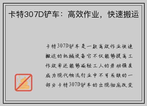 卡特307D铲车:高效作业,快速搬运